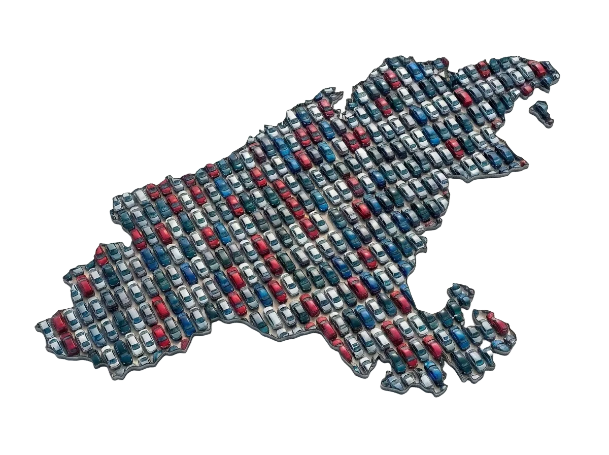 Mapa de Cantabria formado por coches